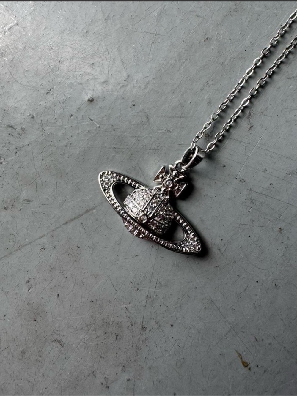 Vivienne Westwood Silver Crystal Orb Pendant Necklace